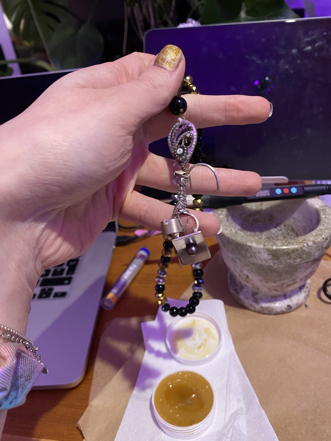 Eye assemblage held during continued making